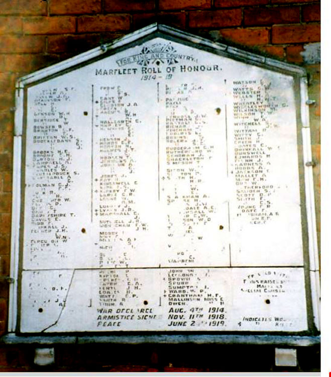 The Original Roll of Honour for Marfleet that was in the Former Co-op Store, Marfleet Avenue / Hedon Road, Marfleet