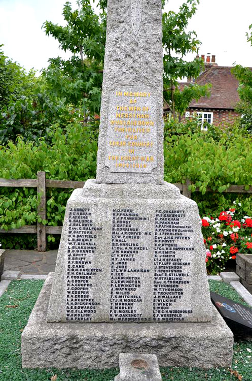 First World War Dedication and Commemorations on the Merstham War Memorial