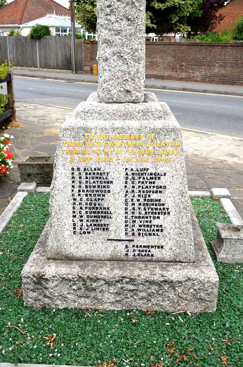 Second World War Dedication and Commemorations on the Merstham War Memorial