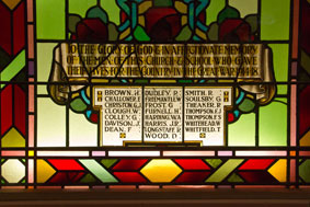 Names on the Central Methodist Church War Memorial 