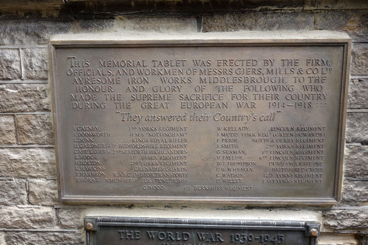 The First World War Memorial, All Saints' Church (Middlesbrough)