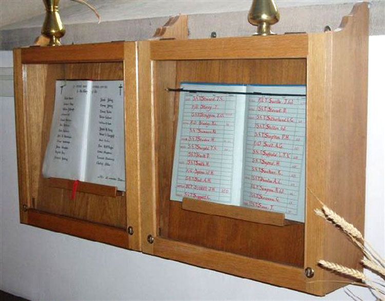 The First World War War Memorial in St. Peter's Church, Monkwearmouth (Sunderalnd)