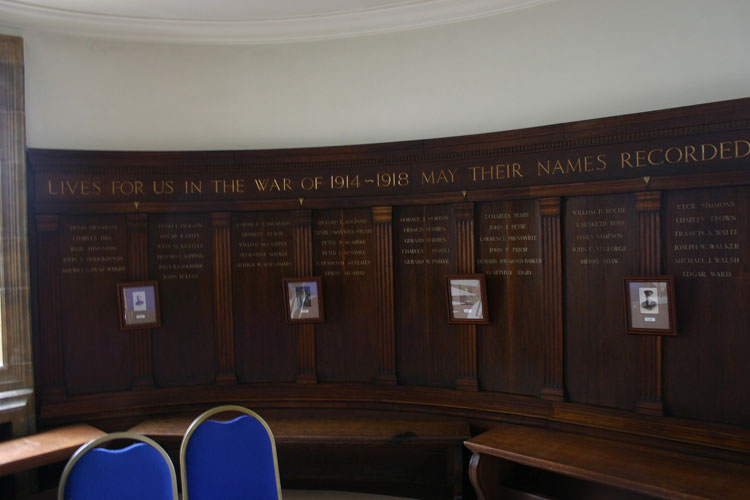 The War Memorial in the Ante-Chapel of St. Mary's Mount College, Derbyshire (right hand section).