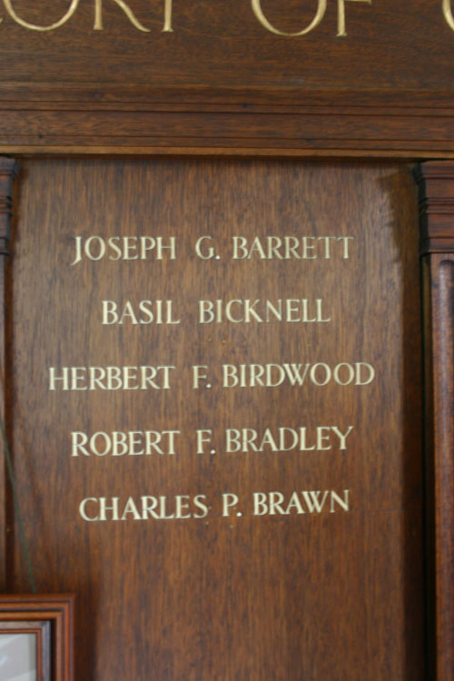 Basil Bicknell's Name on the Mount St. Mary's College War Memorial