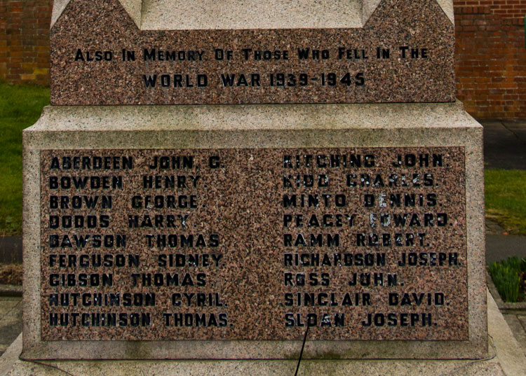 The Dedication to, and Commemorations of, Casualties of the Second World War on the New Brancepeth War Memorial