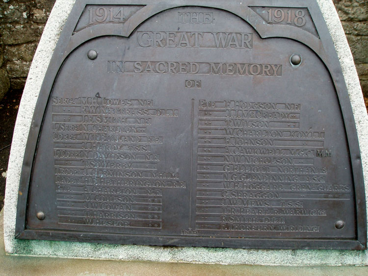 First World War Commemorations on the Newbrough War Memorial