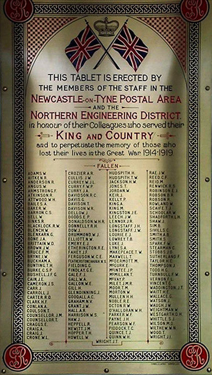 The Newcastle upon Tyne Post Office First World War Memorial