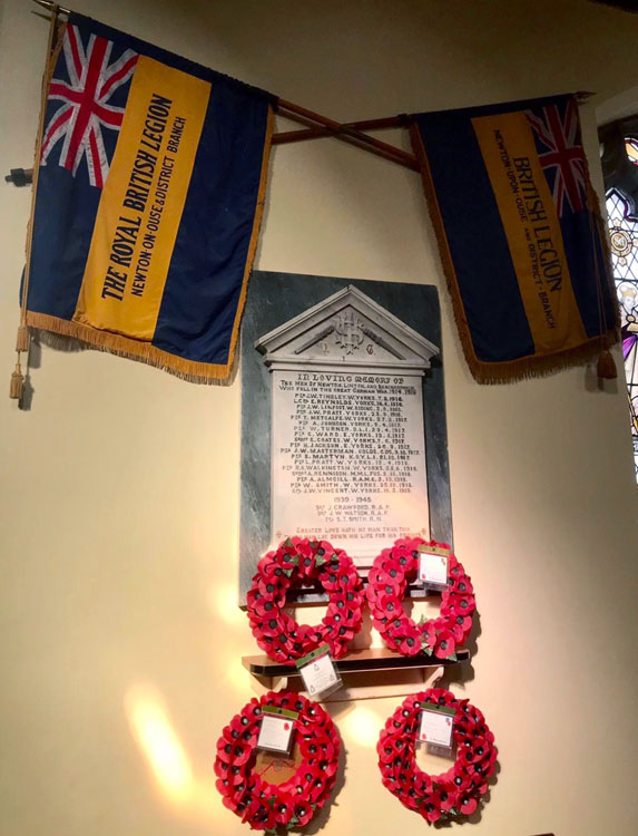 The War Memorial Tablet in All Saints' Church, Newton-on-Ouse