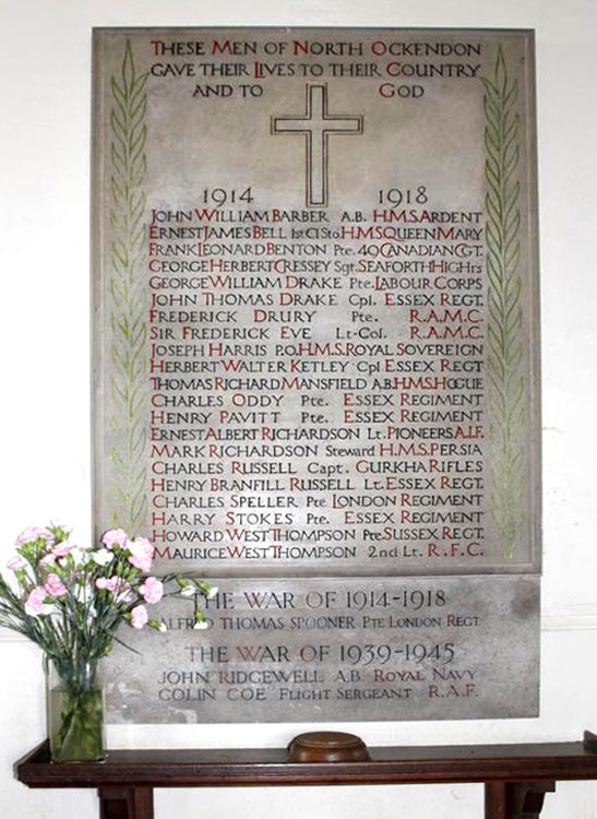 The War Memorial in the Church of St. Mary Magdalene, North Ockendon