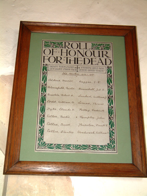 The Roll of Honour for Old Newton and Gipping (Suffolk) in St. Mary's Church