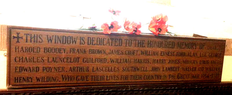 The War Memorial in St. Nicholas' Church, Oldbury