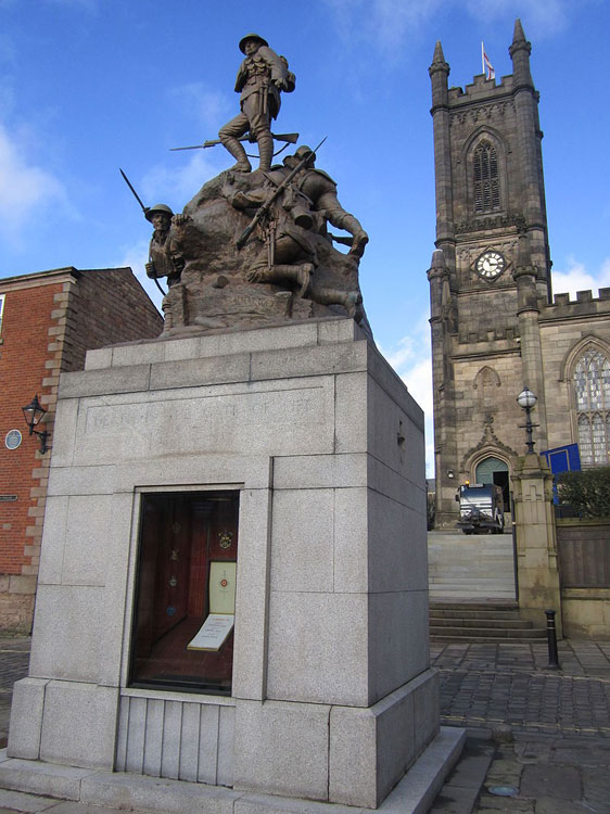 The War Memorial outside St. Mary's Church, Oldham