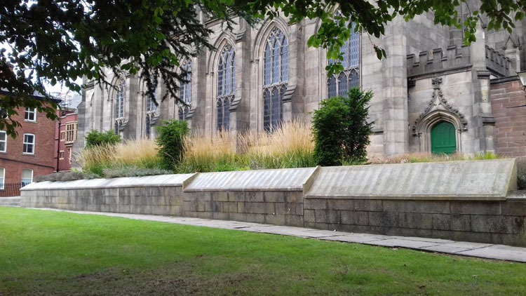 The New War Memorial outside St. Mary's Church, Oldham