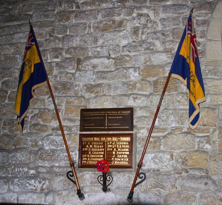 The War Memorial Plaque Inside St. Peter's Church, Osmotherley .