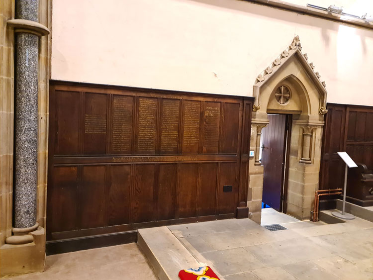 The First World War Memorial in Holy Trinity Church, Ossett (Wakefield)