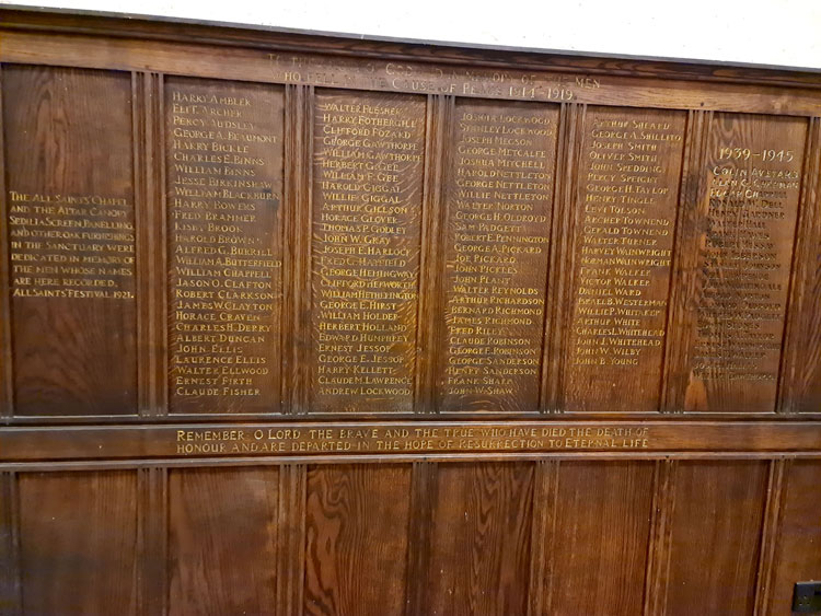 Memorial Plaques in Trinity Church, Ossett
