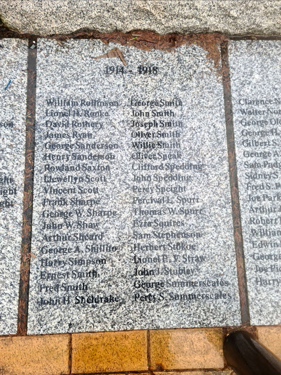 The Plaque on Which Arthur Sheard and John Joseph Stubley are commemorated.