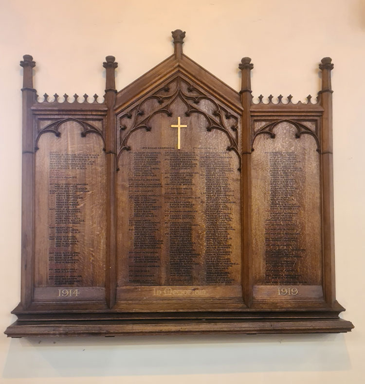 The War Memorial in the Church of St. John the Baptist, Owlerton (Sheffield)