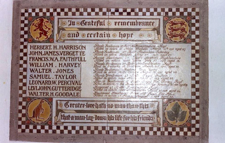 The First World War Memorial for Peakirk (Cambs)