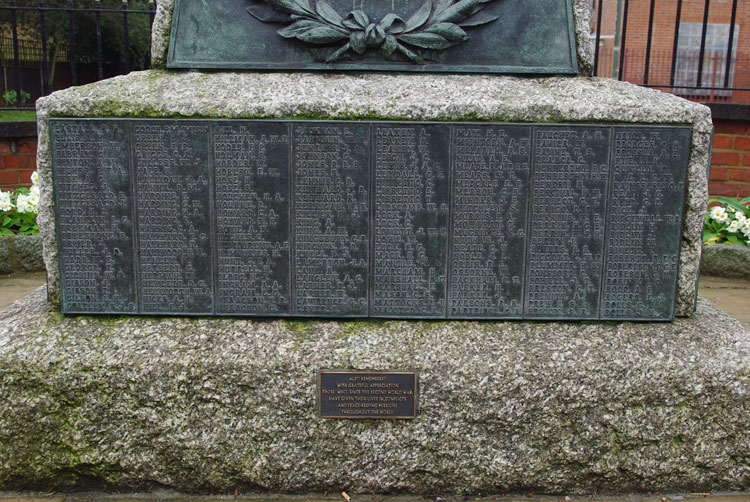 The Names E - R on the Penge War Memorial