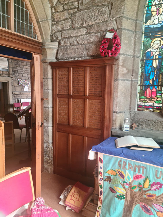The First World WarMemorial in St. John's Church, Pensistone