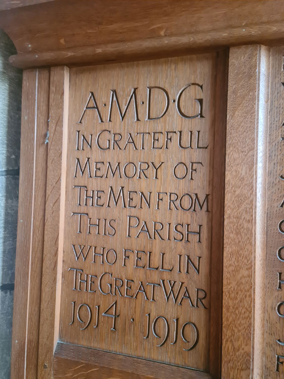The First World War Memorial Dedication in St. John's Church, Pensistone.