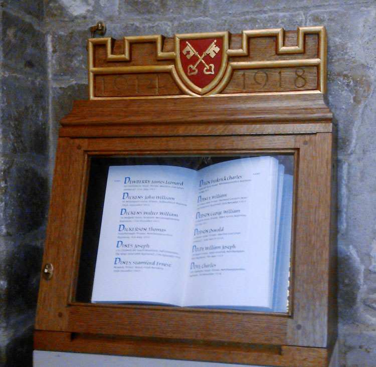 The First World War Memorial Book in St. Sprite's Chapel, Peterborough Cathedral