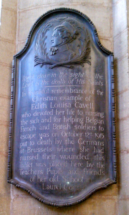 The Mmemorial to Nurse Edith Cavell in Peterborough Cathedral