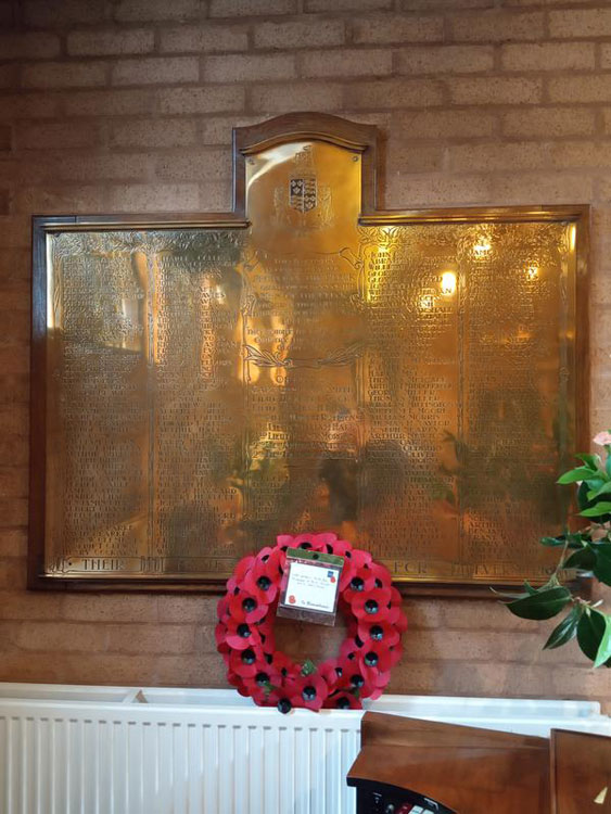 The First World War Memorial in St. John's Church, Pleck (Walsall)