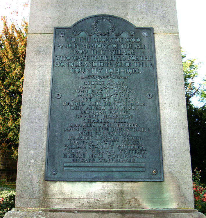 The Dedication and First World War Commemorations on the War Memorial for Pool-in-Wharfedale