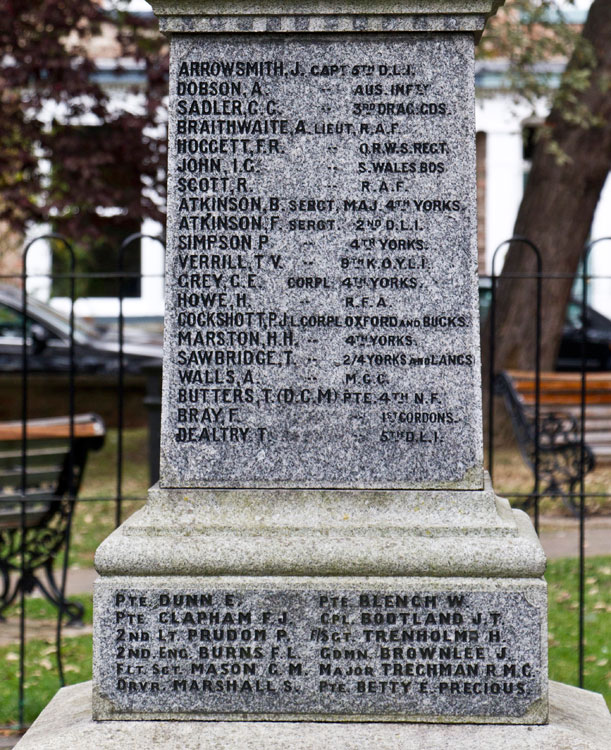 Commemorations on the War Memorial for Preston-on-Tees (1)