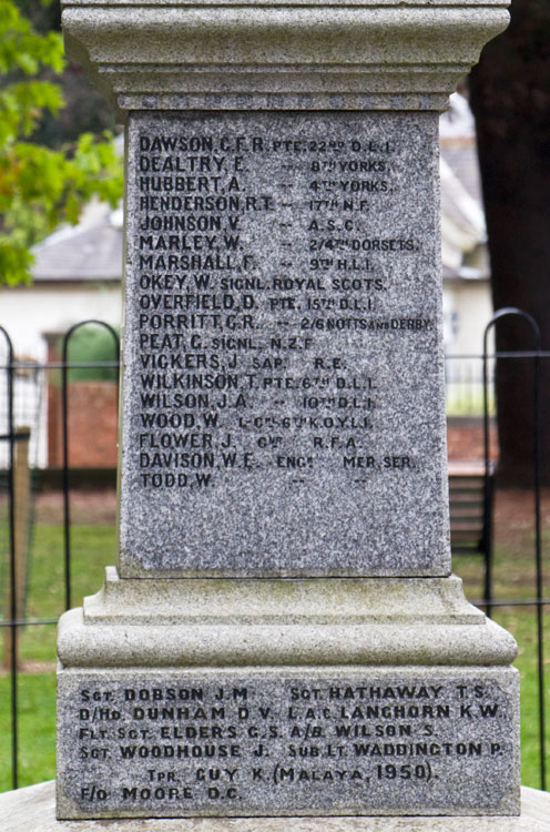 Commemorations on the War Memorial for Preston-on-Tees (2) 