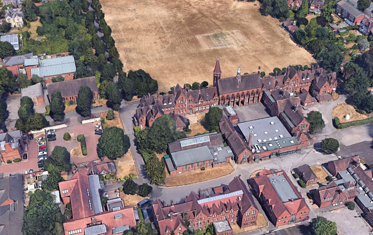 Reading School, - the Chapel is Shown Centre-Left.