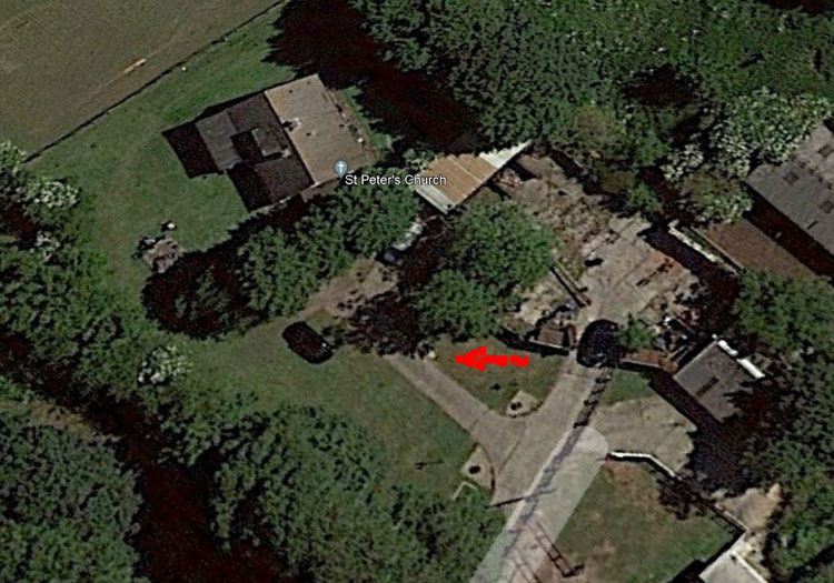Location of the War Memorial outside St. Peter's Church, Reighton (East Yorks)