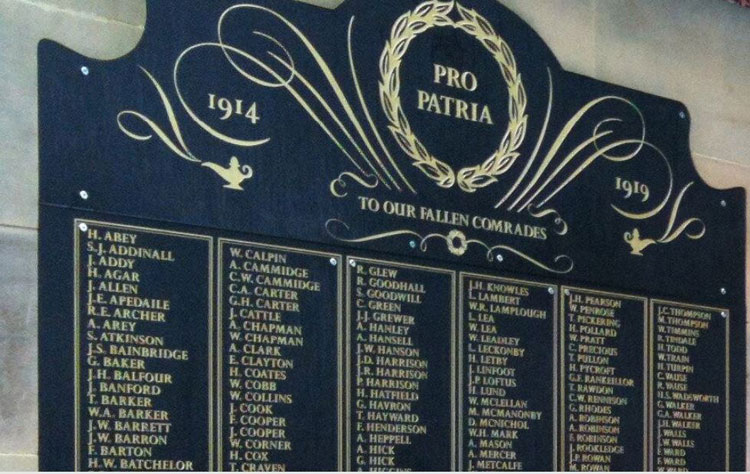 Detail from the First World War Memorial for Rowntrees of York