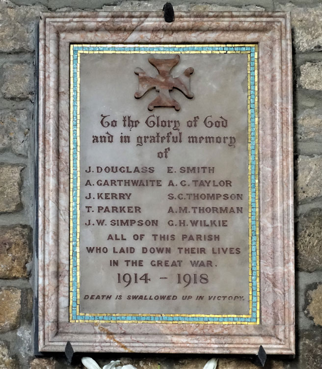 The First World War Memorial in the Church of St. Mary the Virgin, Seaham - 1