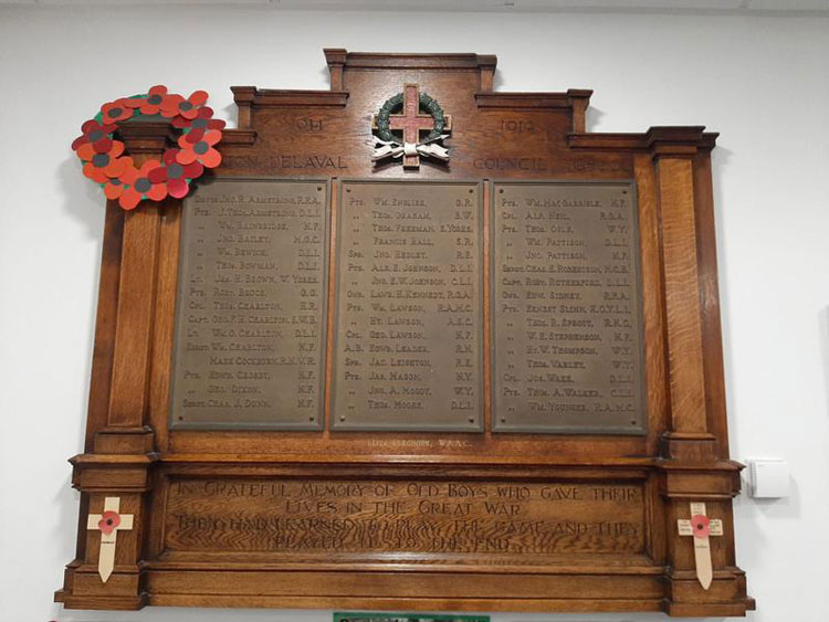 The First World War Memorial for Seaton Delaval Council School (Northumberland)