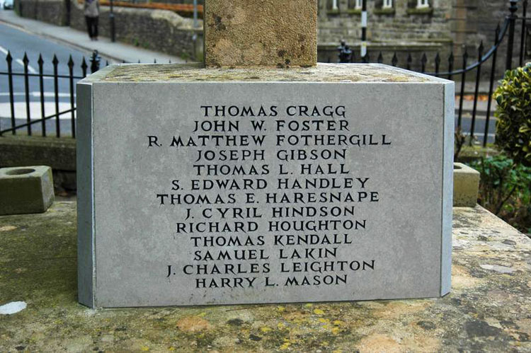 Private Foster's Name on the Sedbergh War Memorial
