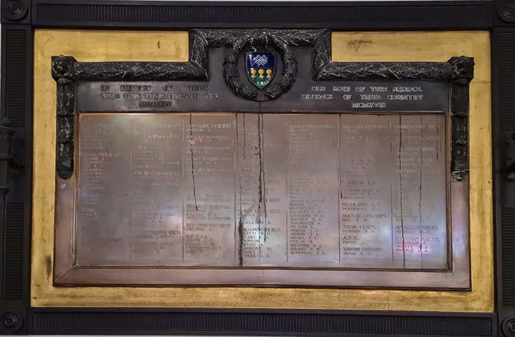 The First World War Memorial for Sheffield's High Storrs School 