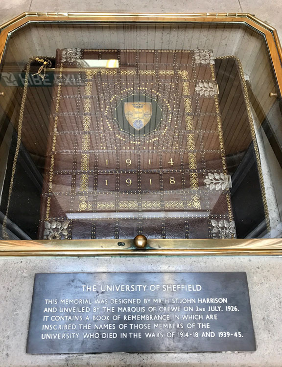 The Sheffield University War Memorial, - the Book of Remembrance