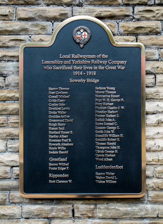 The Memorial Plaque on Sowerby Bridge Railway Station