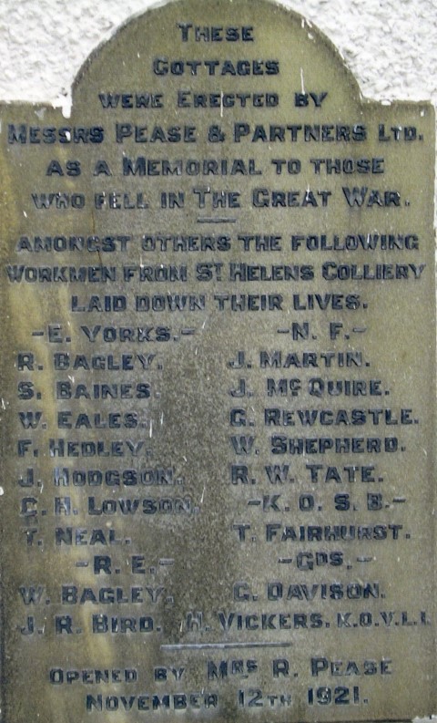 Commemorations Otherv than for the DLI on the War Memorial for St. Helen Auckland