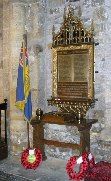 The First World War Memorial in St. Mary's Church, Staindrop