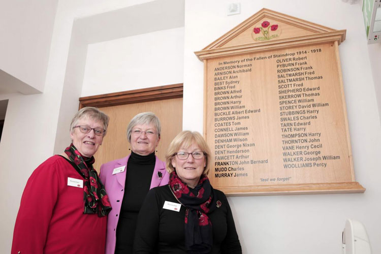 The Plaque in the Scarth Community Hall, with the Three Ladies Who Researched the Names
