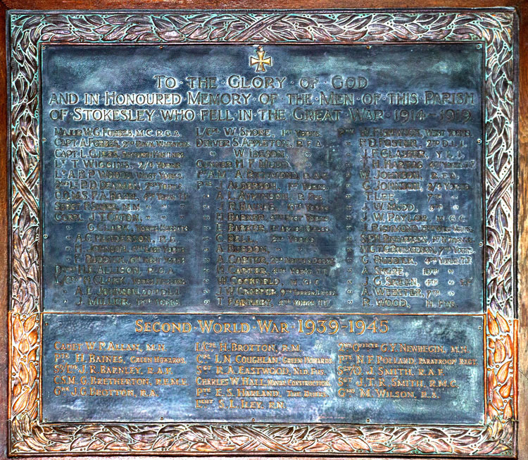 The War Memorial in Stokesley's Parish Church.