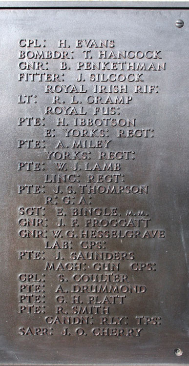 Private Lamb's Name on the Stretford Cenotaph