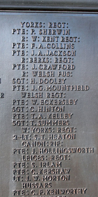 Private Sherwin's Name on the Stretford Cenotaph
