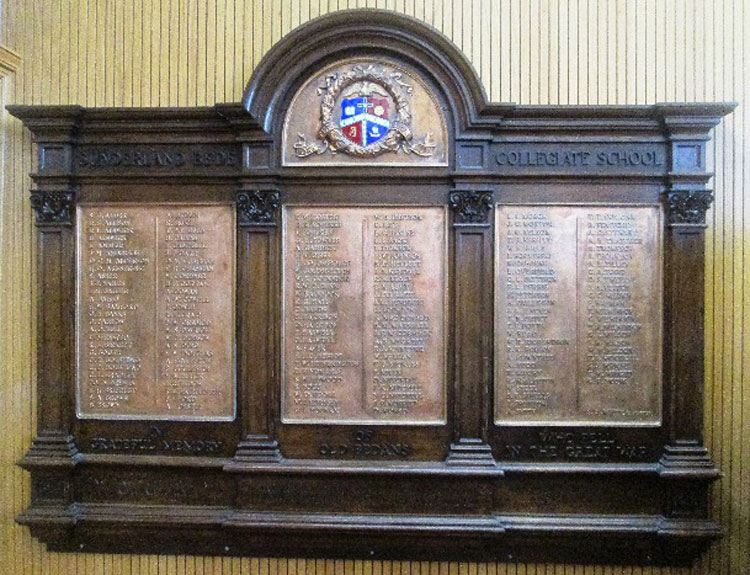 The Bede Collegiate School, Sunderland, War Memorial