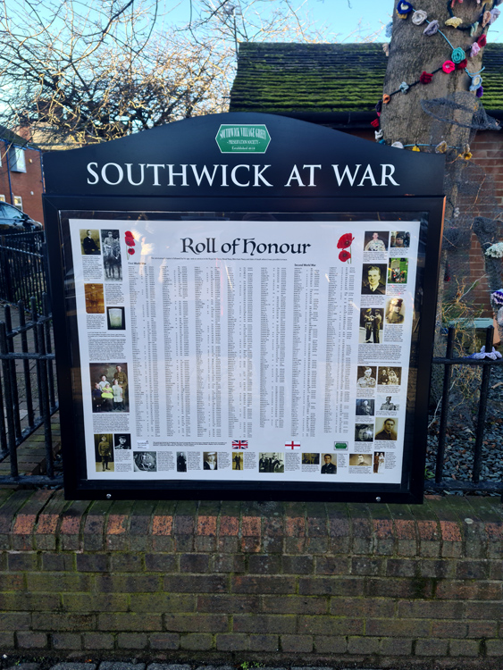The Roll of Honour for Southwick's War Dead Outside the Green Bean Cafe, and adjacent to the Cenotaph - 1