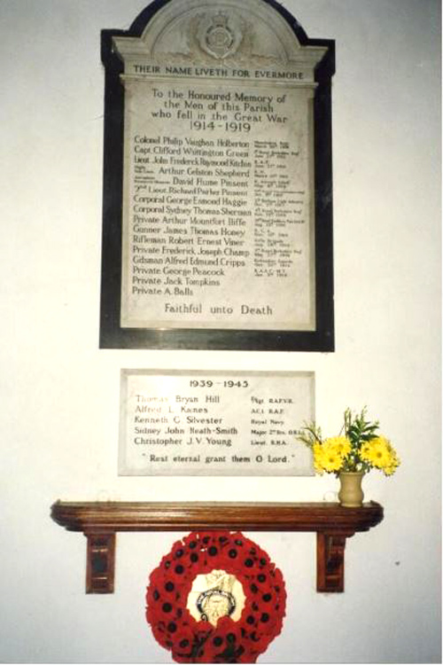The War Memorials in St. Leonard's Church, Sunningwell (Oxon)